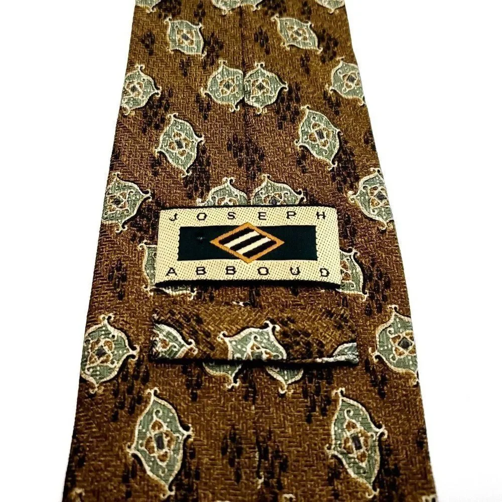 Joseph Abboud Silk Tie‎ Textured Brown Geometric